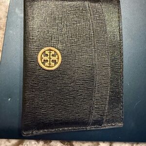 Tory Burch Black and Gold Key & Card Holder
